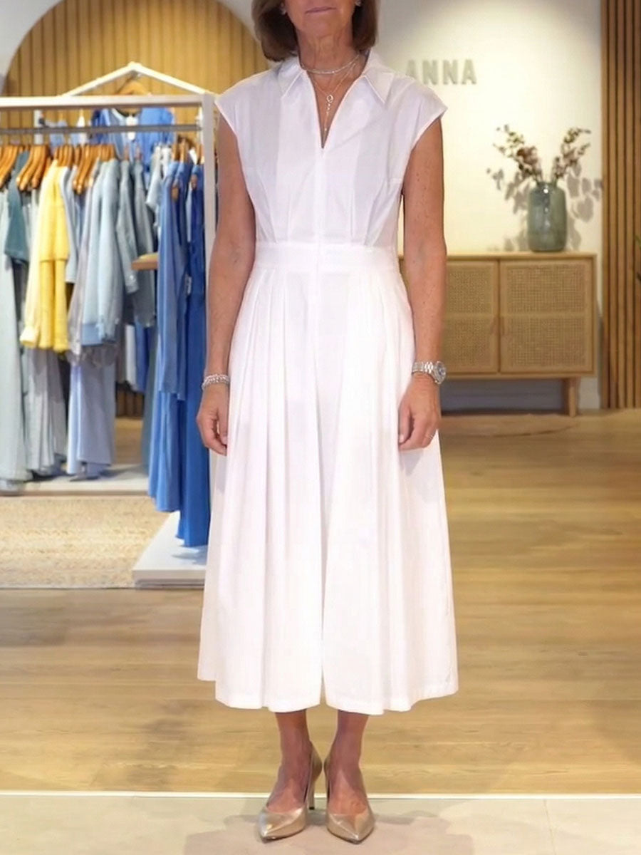 📦📦LAST DAY SAVE 49% ⏰Women's Solid-color Shirt-collar Sleeveless Loose-fit Casual Cotton Dress