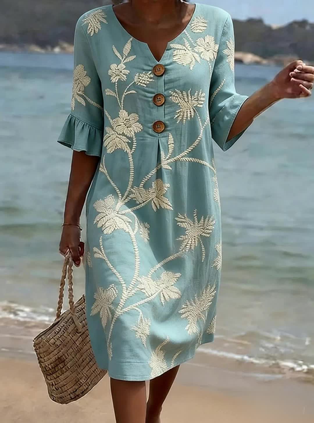 📦📦LAST DAY SAVE 49% ⏰Women's Floral Print Casual Cotton-Linen Dress