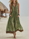 📦📦LAST DAY SAVE 49% ⏰Women's Retro Casual Green Leopard Print Art Hooded Midi Dress