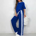 🌷🌷50%  OFF !! ⏰Women's Striped Top & Wide-Leg Pants Set