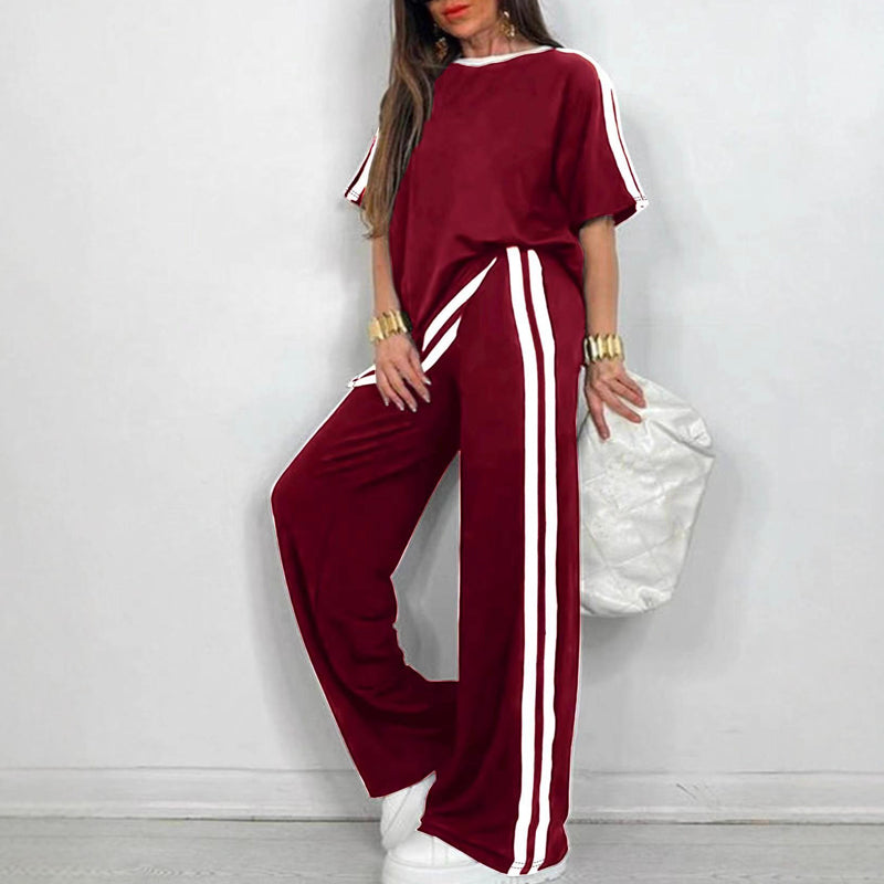 🌷🌷50%  OFF !! ⏰Women's Striped Top & Wide-Leg Pants Set